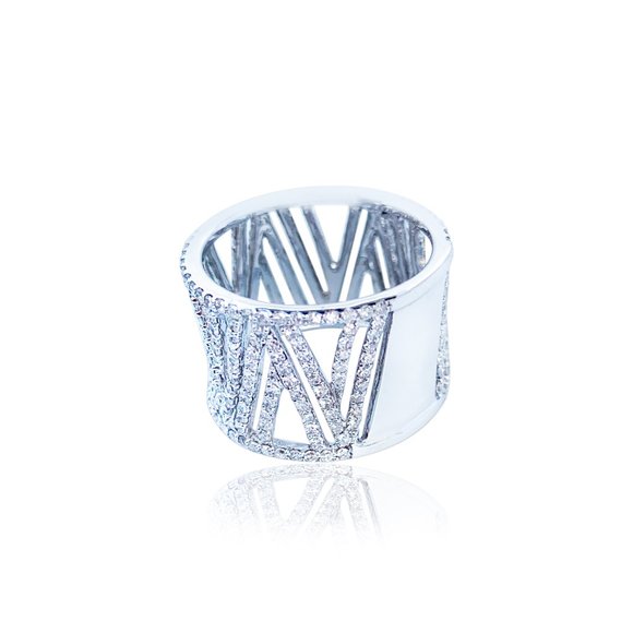Zig Zag White Gold Diamond Ring - Picture 3 of 3